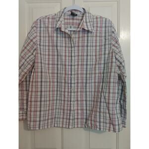 Allison Daley Checkered Flannel Look Button Down Shirt 14P